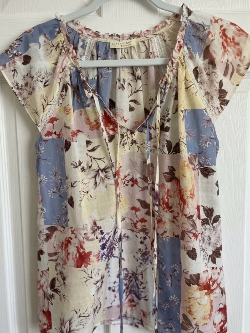 lovestitch Reece 100% Cotton Top in Ethereal Patchwork Floral Women’s Small